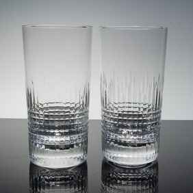 Pair of Baccarat Crystal Highball Glasses, Nancy