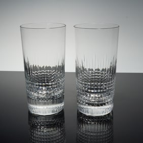 Pair of Baccarat Crystal Highball Glasses, Nancy