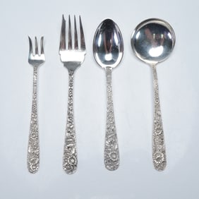 4pc S. Kirk & Son Sterling Silver Spoons and Forks, Repousse