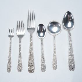 6pc S. Kirk & Son Sterling Silver Flatware, Repousse