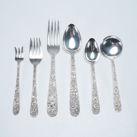 6pc S. Kirk & Son Sterling Silver Flatware, Repousse