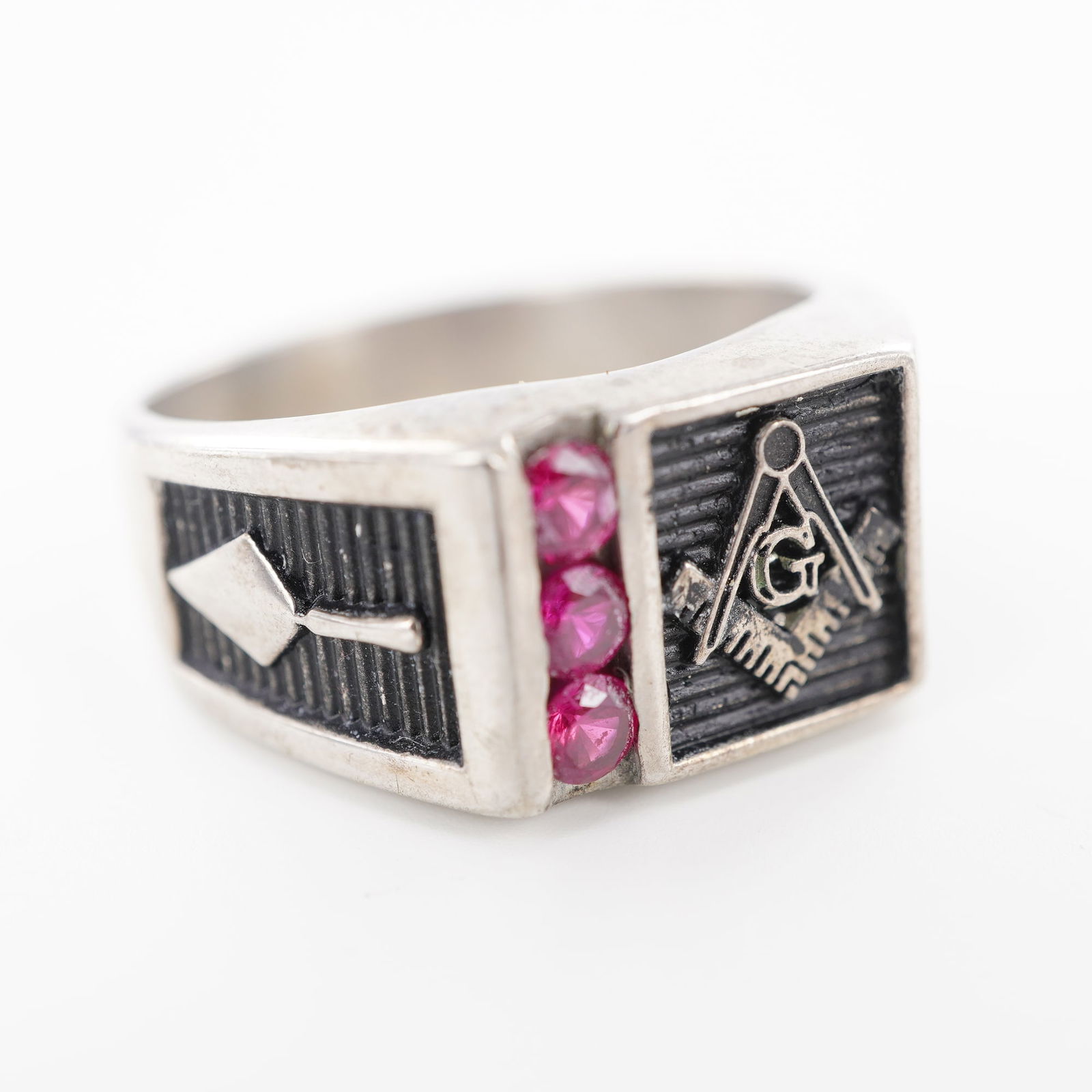 Sterling Silver Ruby Masonic Ring (1 of 4)
