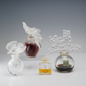 4pc Lalique & Jacqueline Cochran Perfume Bottles
