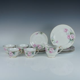 13pc Japanese Aichi China Pink Roses Pattern Tea Set
