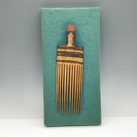 Hand Carved Wooden Comb on Wall Plaque
