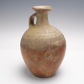 Hand-Painted Earthenware Jug with Handle