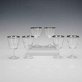 6pc Wine Glasses with Trim, Made in France