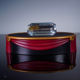 2pc Swarovski Crystal Masquerade Plaque and Stand, Columbine 2000