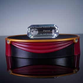 2pc Swarovski Crystal Masquerade Plaque and Stand, Pierrot 1999