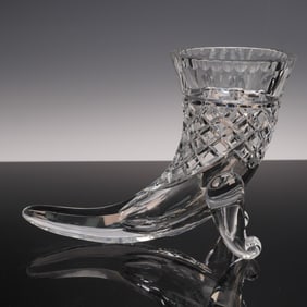 Clear Cut Crystal Cornucopia Vase