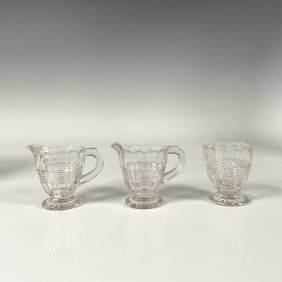 3pc Vintage Glass Creamers & Spooner