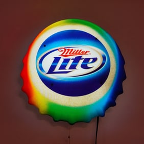 Miller Lite Rainbow Neon Bottle Cap Sign