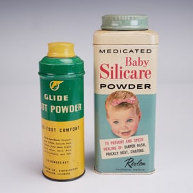 2pc Vintage Revlon and Glide Powder Tins