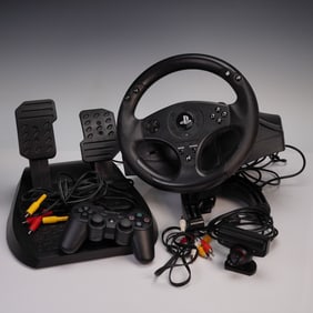4pc PlayStation Gaming Accessories, Incl. Thrustmaster Wheel & PS Eye