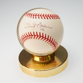 Dusty Baker Signed MLB Baseball in Display Stand