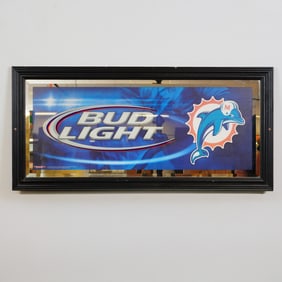 Original Bud Light Miami Dolphins Mirror Sign