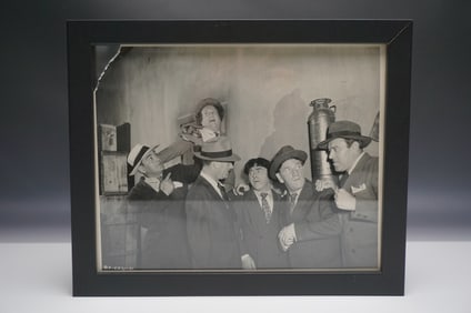 Columbia Pictures Three Stooges and Harold Brauer Framed Promotional Photo