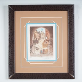 Arco de Cuchilleros Madrid Color Etching Signed by Sabatacha