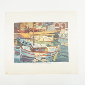 Charles Pardell Lithograph, Harbour, Numbered