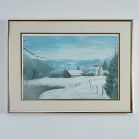 Audrey S Curtis Winter Landscape Lithograph