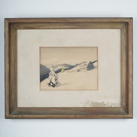 W. Bartke, Watercolor on Paper, Winter Landscape, Signed