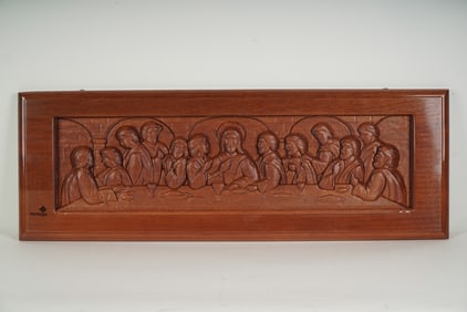 Heritage Hand-Carved Mahogany Wall Panel, The Last Supper