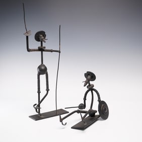 2pc Welded Metal Sculptures, Don Quixote and Sancho Panza
