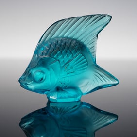 Lalique Crystal Fish Figurine, Turquoise