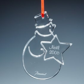 Baccarat Crystal Annual Ornament, Snowman 2006