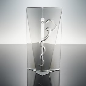 Baccarat Crystal Paperweight, Caduceus