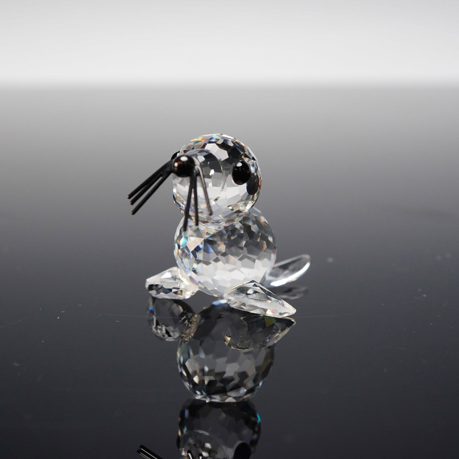 Swarovski Crystal Figurine, Seal Mini V3 Black Whiskers (1 of 5)