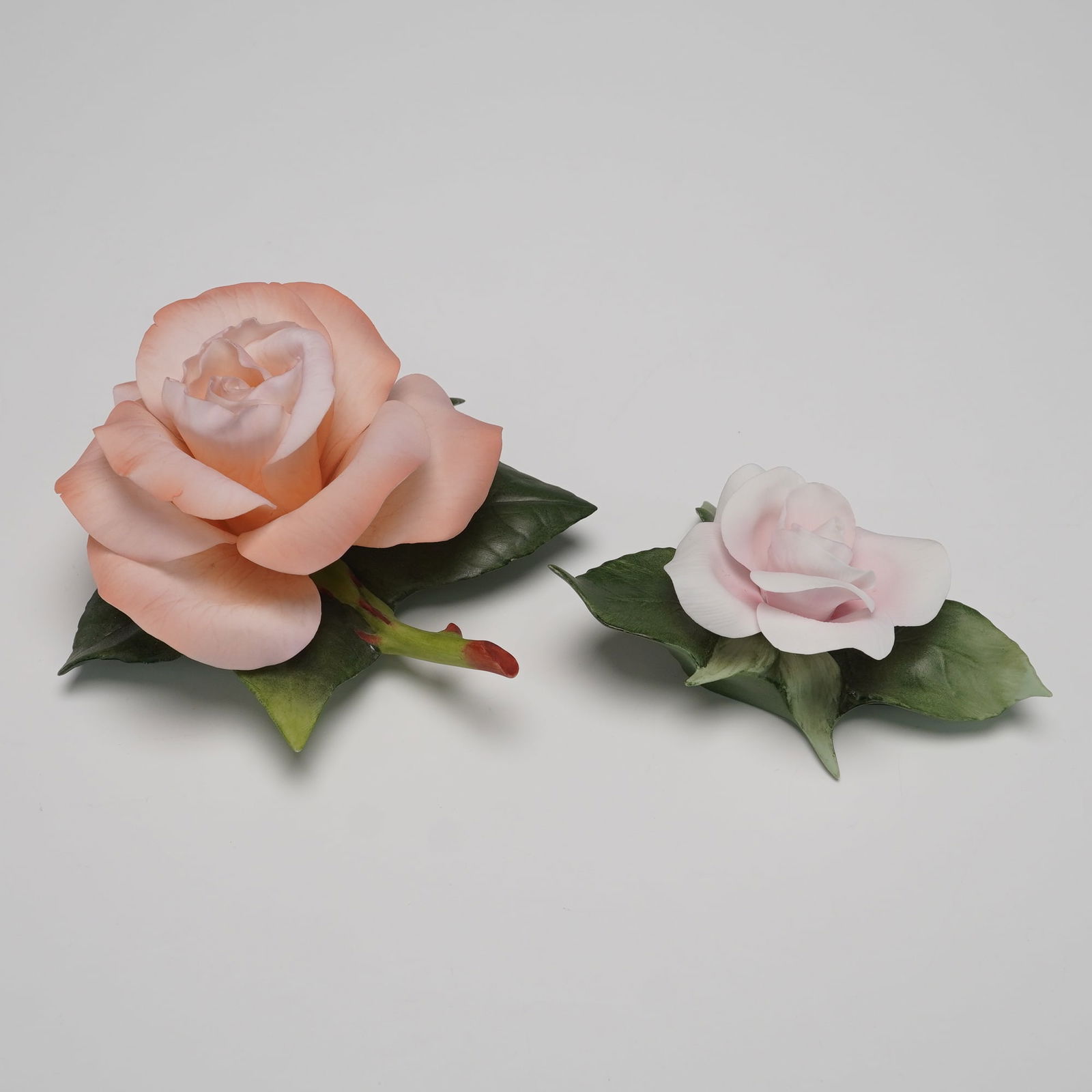 2pc Boehm Porcelain Flower Figurines, Flower of Love & Barbara Bush Rose (1 of 4)