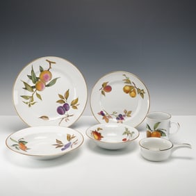 6pc Royal Worcester Porcelain Dinnerware Mixed Lot, Evesham