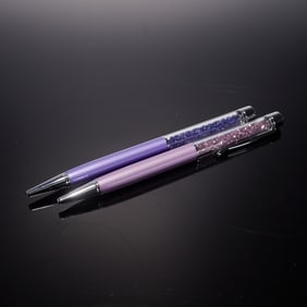 2pc Swarovski Pen Set with Crystal Accents, Purple and Pink