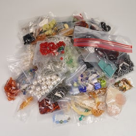 Lot of Assorted Beads, Art Glass Components, Necklaces, Pendants, and More