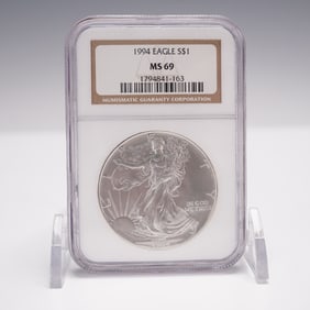 1994 American Silver Eagle Type 1 Dollar NGS Graded MS69