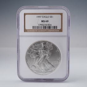 1997 American Eagle Silver Dollar MS69 NGC Graded Coin