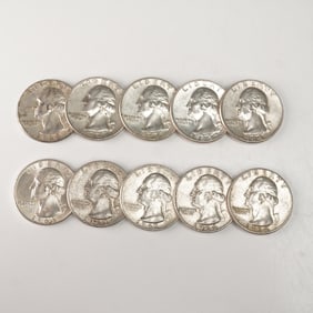10pc 1962 to 1964-D Washington Silver Quarters