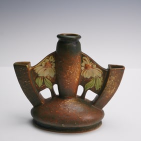 Roseville Pottery Dahlrose Triple Bud Vase