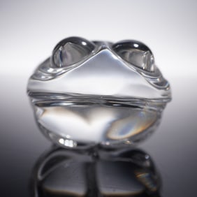 Steuben by Lloyd Atkins Crystal Hand Cooler, Frog