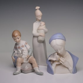 3p Porcelain Lladro, Nao by Lladro, and Lenwile Ardalt Figurines