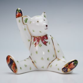 Royal Crown Derby Miniature Bear Figurine, Victoria Wave Bear