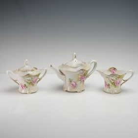 R.S Prussia Tea Set, Teapot, Creamer, & Sugar Bowl