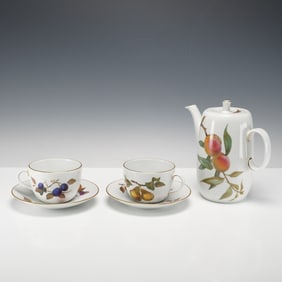 3pc Royal Worcester Porcelain Coffee Set, Evesham