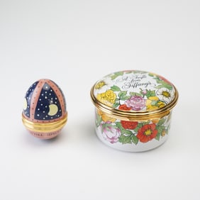 2pc Halcyon Days Enamel Boxes