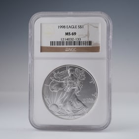 1998 American Eagle Silver Dollar MS69 NGC Graded Coin