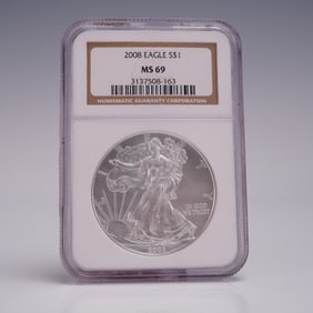 2008 American Silver Eagle Dollar Coin NGC Graded MS 69