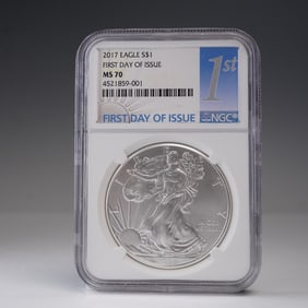 2017 American Silver Eagle Type 1 Dollar NGC Graded MS 70 FDOI