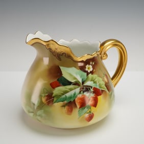T&V Limoges & Stouffer Studio Hand Painted Pitcher, Signed