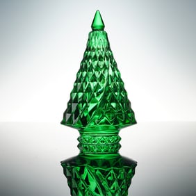 Baccarat Crystal Green Diamant Fir Christmas Tree Figurine